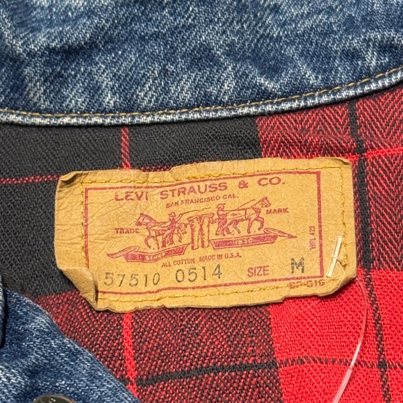 Vintage Levi's Youth 57510 Denim Trucker Jacket Blanket Lined USA Size M - Picture 3 of 8